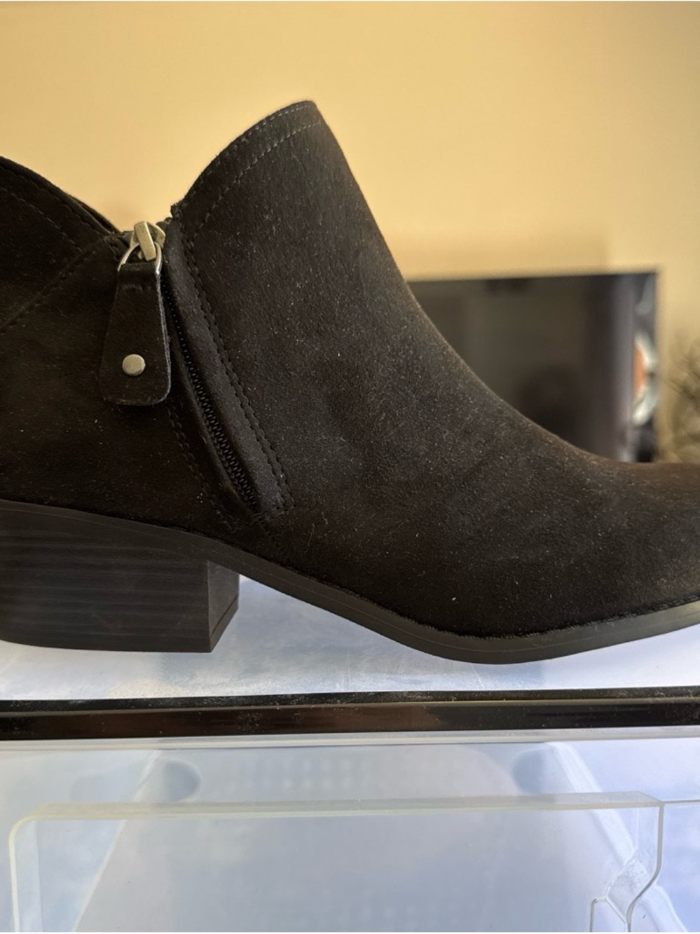 Kohl's Black Suede Ankle Bootie with Side Zip Detail